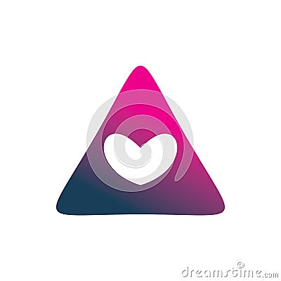 Full color triangle pyramid love hearth logo design Vector Illustration