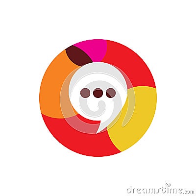 Circle chat creative full color logo design Vector Illustration