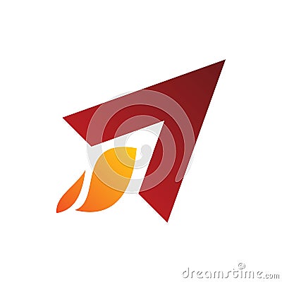 Arrow triangle rocket fire flame logo design Vector Illustration