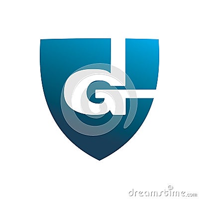 Font letter g blue color secure shield logo design Vector Illustration