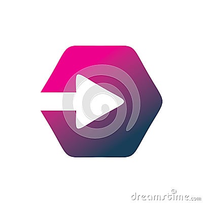 Creative full color hexagon arrow motion logo design Vector Illustration