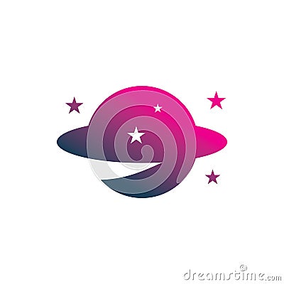 Creative full color planet star night logo design Vector Illustration