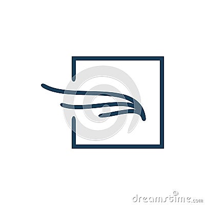 Square color line frame wing flying bird logo design Vector Illustration