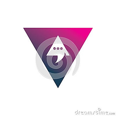 Modern full color triangle letter v chat dialogue logo design Vector Illustration