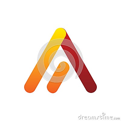 Triangle young full color arrow pyramid font letter a logo design Vector Illustration