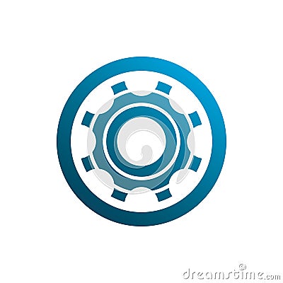 Blue circle gear wheel logo design Vector Illustration