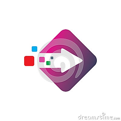 Diamond arrow digital pixel motion logo design Vector Illustration