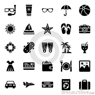 Pack Of Travelling Equipment glyph Icons Vector Illustration