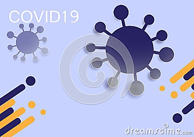 Blue corona virus On a blue background Vector Illustration