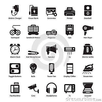 Pack Of Hardware glyph Icons Vector Illustration