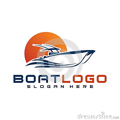 Speed boat logo design template ,Sea boat logo design concept ,Vector illustration Vector Illustration