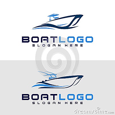 Speed boat logo design template Vector Illustration