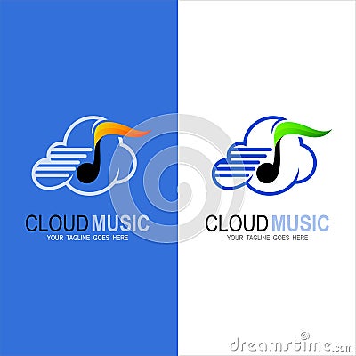 Cloud music logo, Music logo Vector Illustration