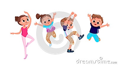 Group of dancing children. Creative kids. Vector Illustration