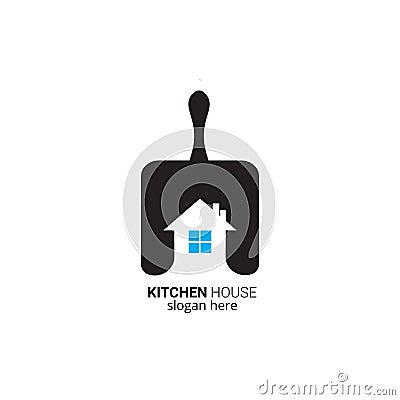 Flat logo kitchen house design with a white background Vector Illustration