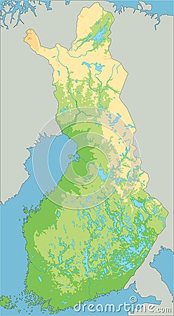 High detailed Finland physical map. Vector Illustration