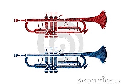 Trumpet instrument cartoon music graphic vector Vector Illustration