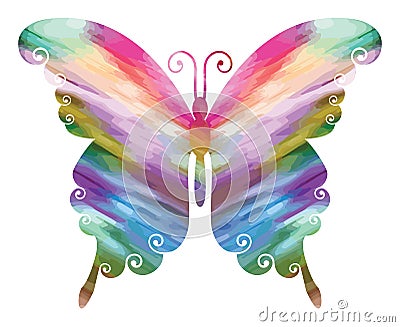 Beautiful butterfly colored with blended bright soft toned colors with diagonal pattern Vector Illustration