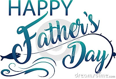 Happy Father`s Day Fishing Banner Vector Illustration