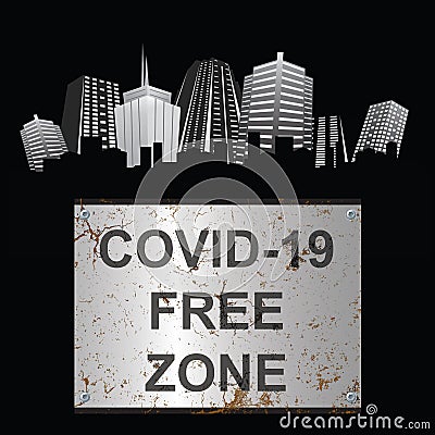 Virus free zone sign city Vector Illustration