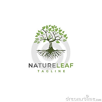 Root Of The Tree logo illustration. Vector silhouette of a tree. Vector Illustration