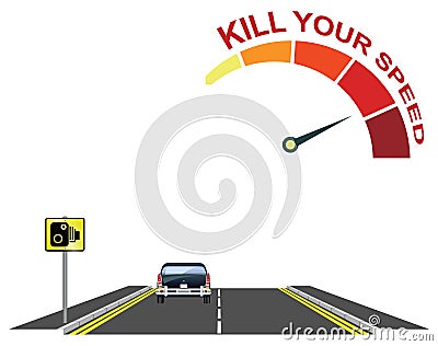 Road traffic kill your speed message Vector Illustration