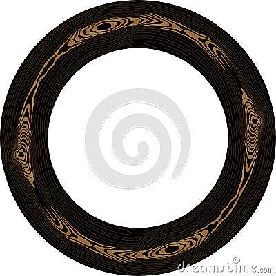 Vector round white wood frame. CD cover print. Tree circular grain texture. Dense lines pattern. Vector Illustration