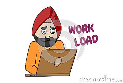 Vector Cartoon Illustration of Punjabi man Vector Illustration