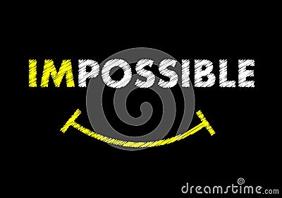 Impossible text writing on black chalkboard. Motivational and inspirational concept. Vector Illustration