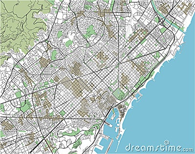 Colorful Barcelona vector city map Vector Illustration