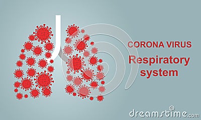 Coronaviruses effect on Human Respiratory system and lungs, Coronavirus banner design with infected lungs and Respirat Vector Illustration