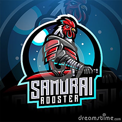 Samurai rooster esport mascot logo Vector Illustration