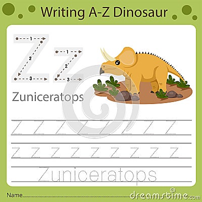 Illustrator of writing a-z dinosaur Z Vector Illustration