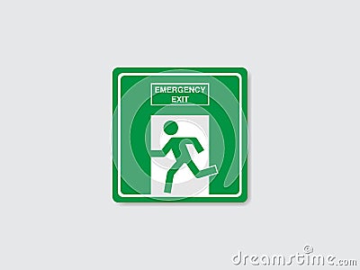 PrintGreen emergency exit sign. Fire Exit sign, emergency door symbol, evacuation icon. public signage vector illustration Vector Illustration