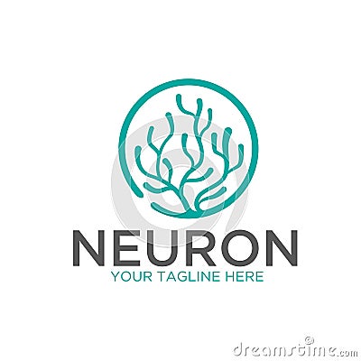 Neuron Nerve Cell or Coral Seaweed logo design inspiration Vector Illustration