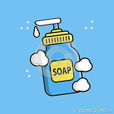 Liquid soap illustration. washing hand . Premium Vector Cartoon Illustration