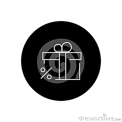 Present discount line icon. Vector Illustration