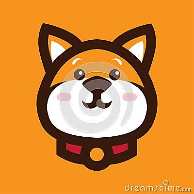 Shiba Inu cute head face Vector Illustration