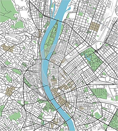 Colorful Budapest vector city map Vector Illustration