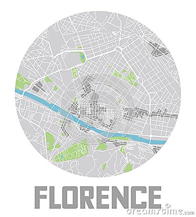 Minimalistic Florence city map icon. Vector Illustration