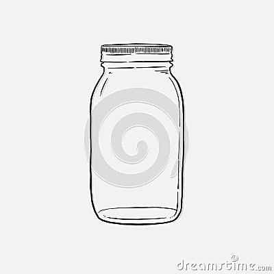 Mason Jar hand drawn vector illustration isolated on white background Vector Illustration