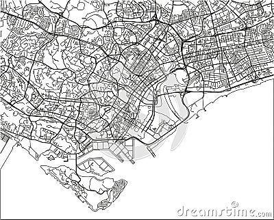 Black and white vector city map of Singapore. Vector Illustration