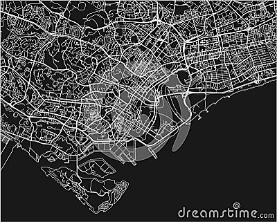 Black and white vector city map of Singapore. Vector Illustration