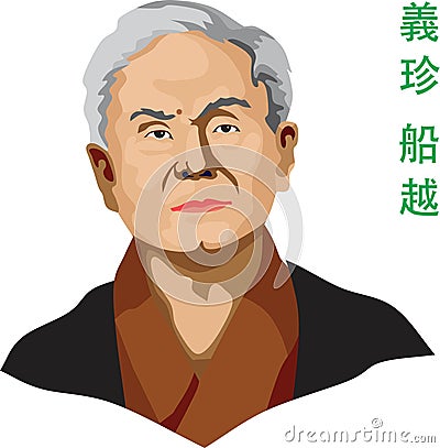 Gichin Funakoshi Figure of Shotokan Karate Vector Illustration