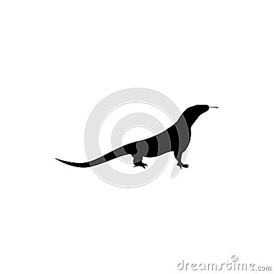 Komodo dragon. black ink drawing varan isolated on white background Vector Illustration