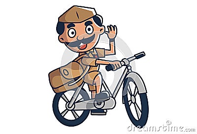 Vector Cartoon Illustration Of Postman Vector Illustration