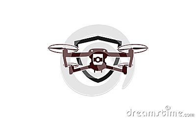 Simple crative Drone Photo with a shield Vector Illustration