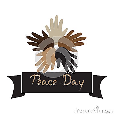 Commemorating the day of peace throughout the world. The difference in skin colour is a gift. Vector Illustration