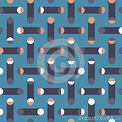 Geometric seamless vector pattern. Systematic Polka Dot background with circles, semicircles and broken lines. Vector Illustration