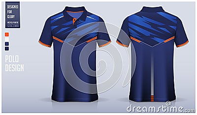 Blue Polo Shirt mockup template design for soccer jersey, football kit, sport uniform and casual wear. Vector Illustration. Vector Illustration